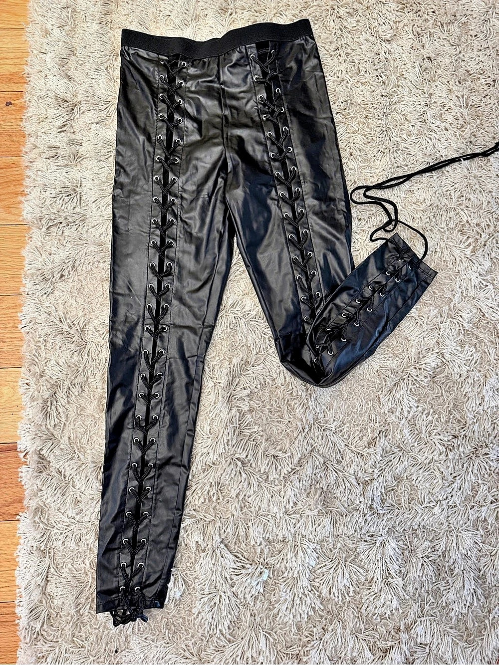 Current Mood Caught Stealing Lace Up Pants Black Large